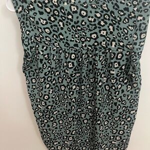 LOFT Green and Black Leopard Print Blouse